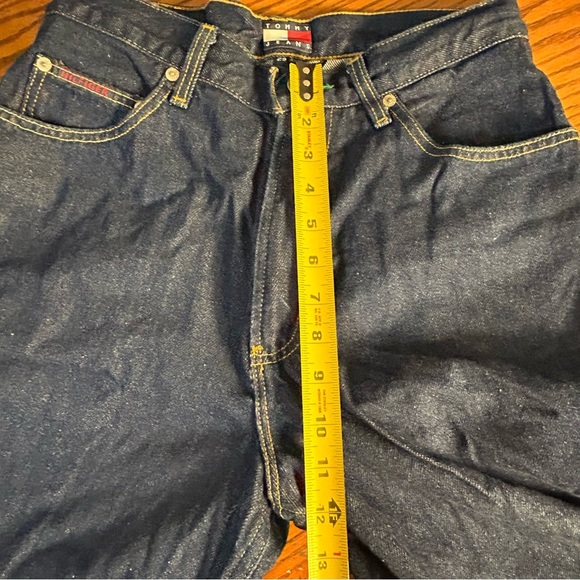 VINTAGE Y2K Tommy Hilfiger Shorts Sz 29 Blue Dark Denim Carpenter Baggy Wide Leg - Picture 13 of 14